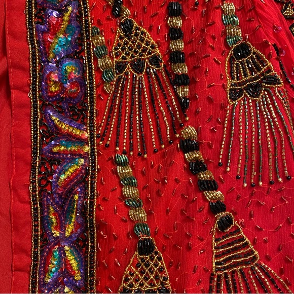 Vintage 80s Lawrence Kazar red beaded evening jacket - Picture 12 of 12